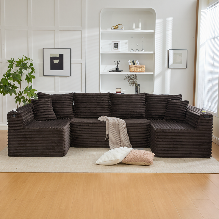 ZUBALIYA Wohnlandschaft 155x88 cm, mit Samtbezug, mit Cordbezug, mit breiten Armlehnen, mit Schaumstoffpolsterung – Bild 13