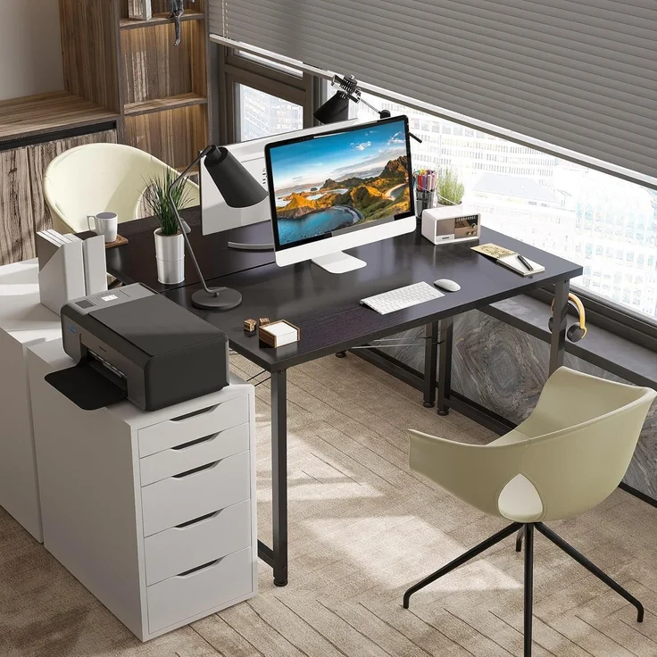 ODK Klein Schreibtisch Schwarz 100×48×74cm Computertisch Bürotisch mit – Bild 6