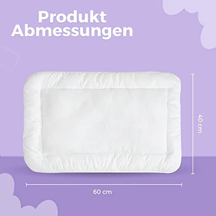 KiGATEX Babykissen Flachkissen, Oeko-Tex zertifiziert, sanft und weich für süße Träume, Allergiker geeignet, pflegeleicht