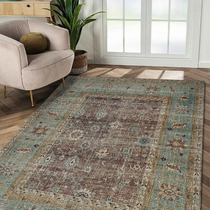 Bamyum Teppich Enber Teppich mit Chenille-Druck, Waschbarer, Antibakteriell Teppich, Einzelstück – Bild 2