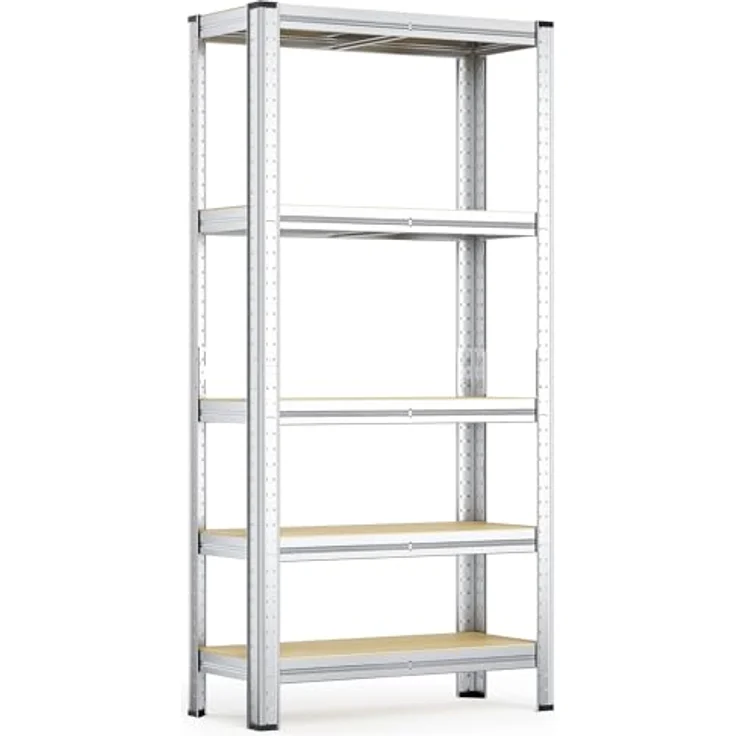 Wiltec Schwerlastregal 180 x 90 x 30 cm, Gesamtlast 875kg, Steckregal verzinkt aus Stahl, Lastenregal mit 5 Ablagen, Werkstattregal – Bild 2