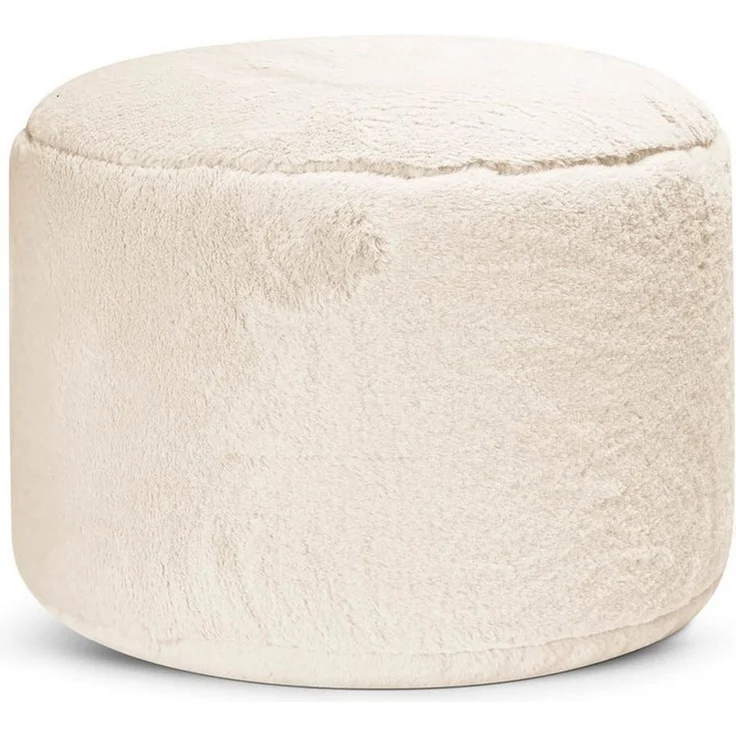 mokebo Pouf Der Flauschige (rund und aus Kunstfell), kuscheliger Sitz-Hocker, Fußhocker oder Hocker in Felloptik in Beige – Bild 1