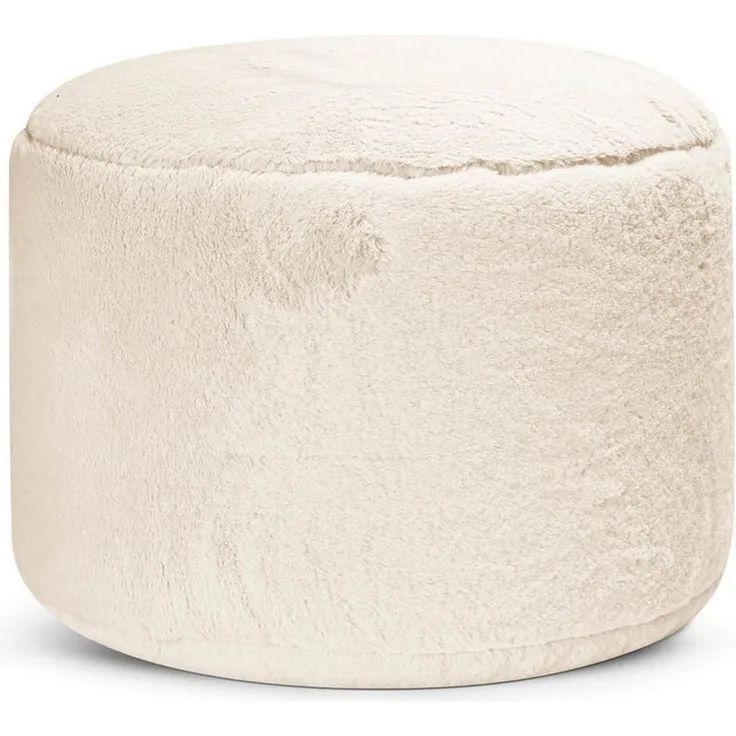 mokebo Pouf Der Flauschige (rund und aus Kunstfell), kuscheliger Sitz-Hocker, Fußhocker oder Hocker in Felloptik in Beige