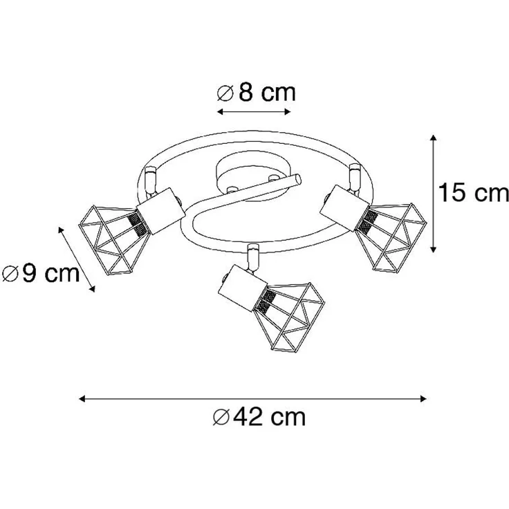 Qazqa LED Aufbaustrahler Mosh, ohne Leuchtmittel, E14, Messing, Modern, Stahl, 3-flammig – Bild 4