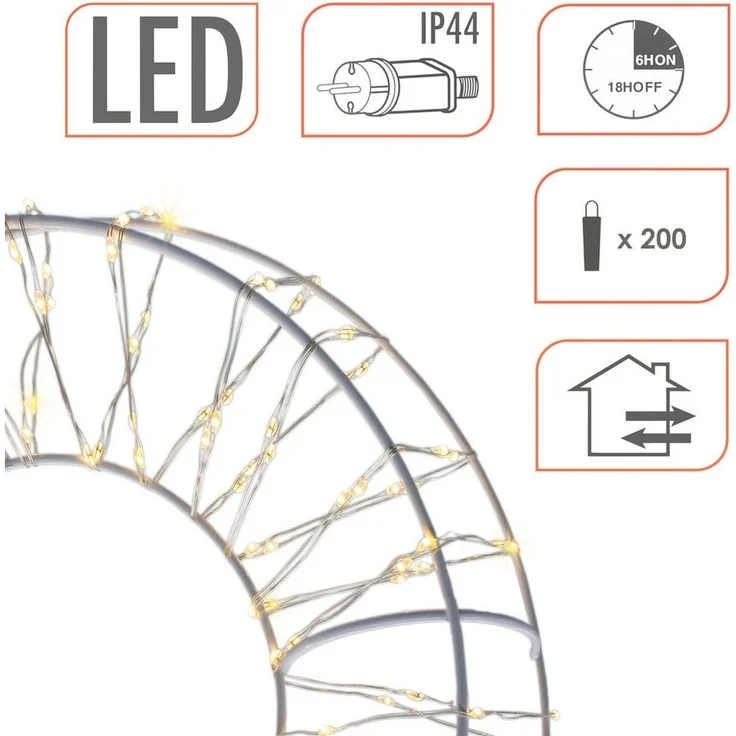 Spetebo LED Dekofigur Metall Kranz weiß Ø 30 cm - Weihnachten Deko Beleuchtung, Timer Funktion, LED fest integriert, warm weiß, IP44 Spritzwasserschutz – Bild 2
