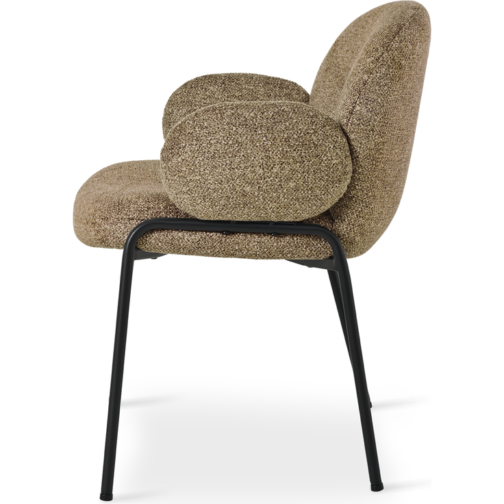 GOEURVANT 1235 Esszimmerstühle 4er-Set mit Armlehnen, Polsterstühle, Bouclé - Taupe – Bild 3
