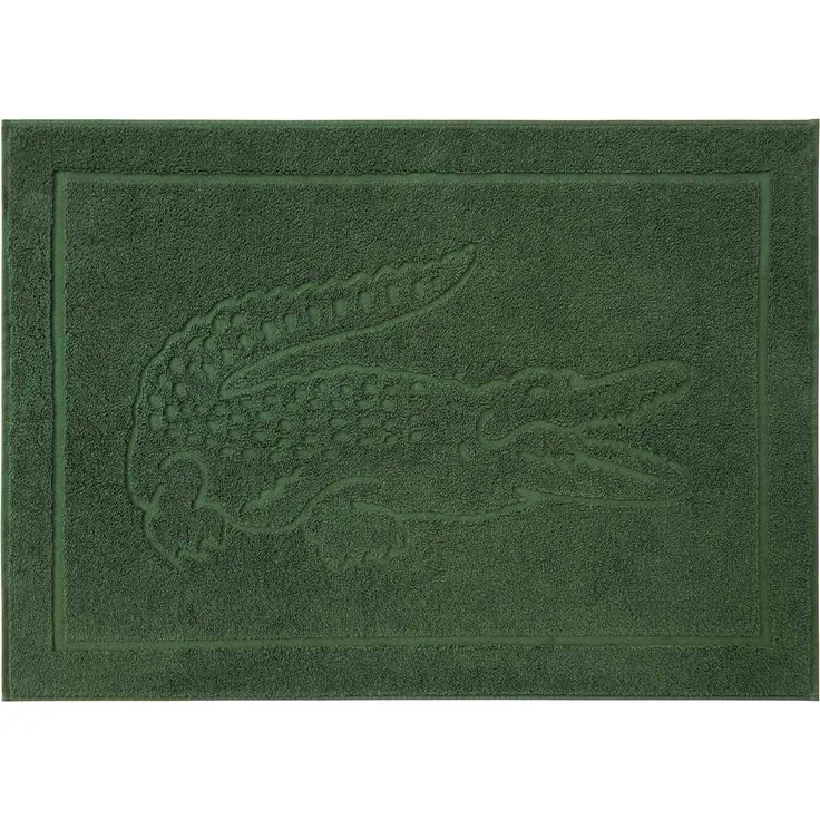 LACOSTE Badematte - LLACOSTE, Badvorleger, Krokodil-Logo, Bio-Baumwolle Grün 55x80 cm