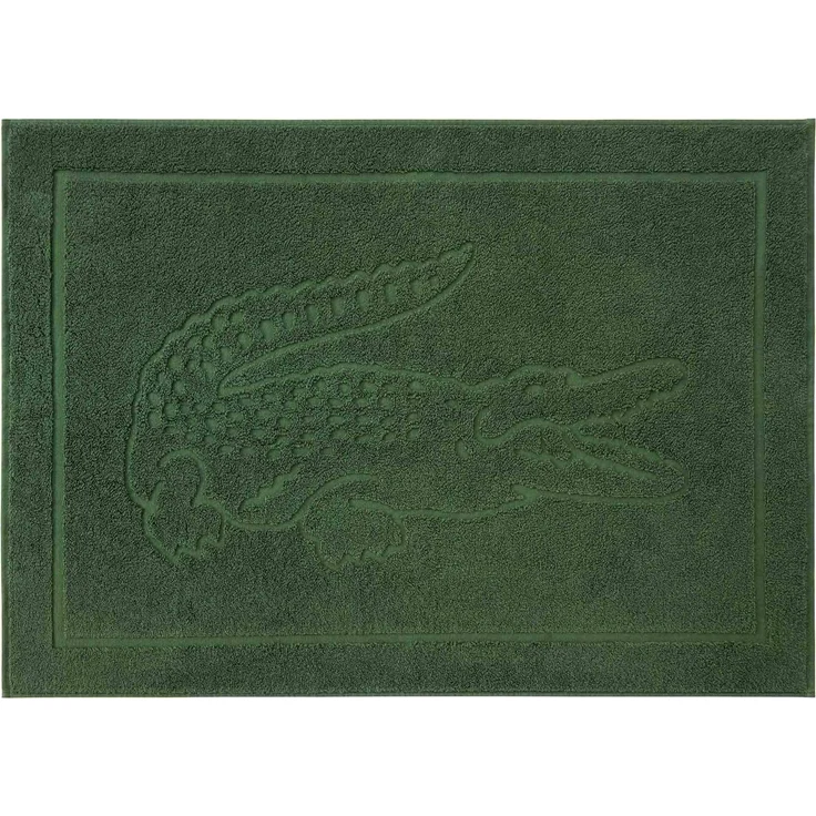 LACOSTE Badematte - LLACOSTE, Badvorleger, Krokodil-Logo, Bio-Baumwolle Grün 55x80 cm – Bild 1