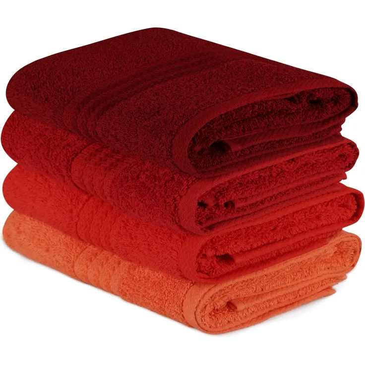 Handtuch-Set (4-teilig), 'Rainbow ', Blasses Orange, Orange, Rot, Fuchsie, 50x90 cm