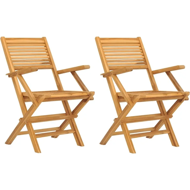 vidaXL Gartenstühle 2 Stk. Klappbar 55x62x90 cm Massivholz Teak 362762