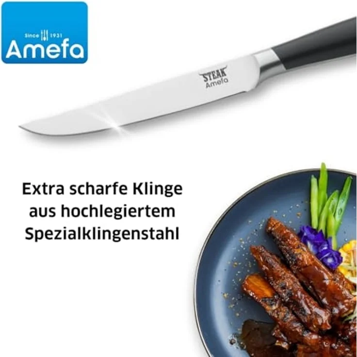 Amefa TENDERLOIN Steakmesser Set 2-teilig schwarz hochglanzpoliert – Bild 2