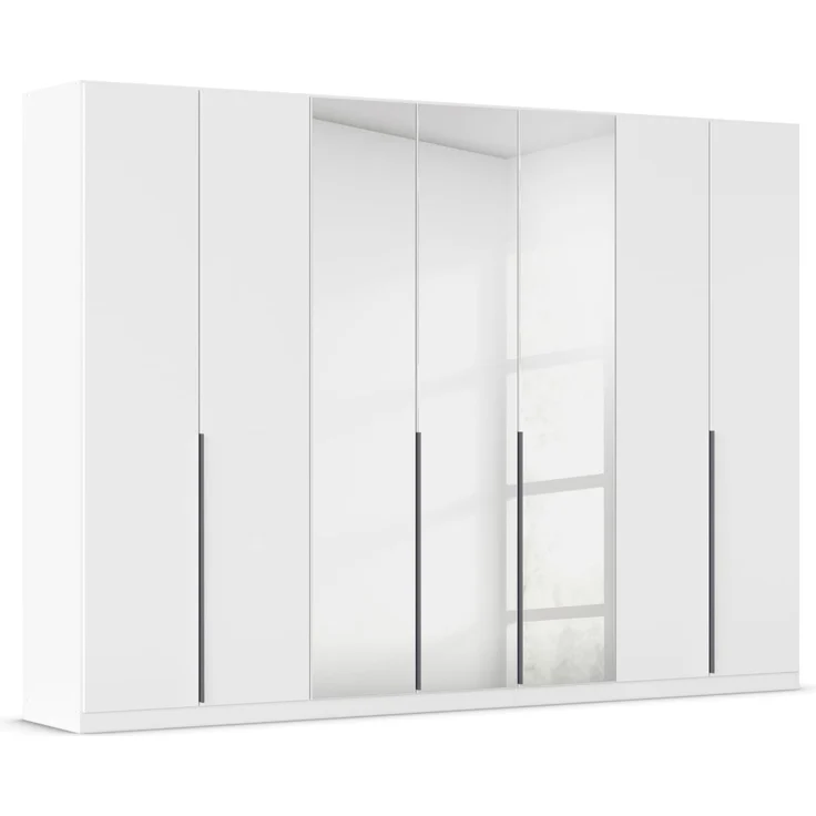 Rauch Möbel Alabama, Kleiderschrank für Schlafzimmer, Kinderzimmer, Wohnzimmer, Garderobe, Flur, 7-türig, Spiegel, mit Zubehör Premium, Farbe Weiß, Breite 315 cm