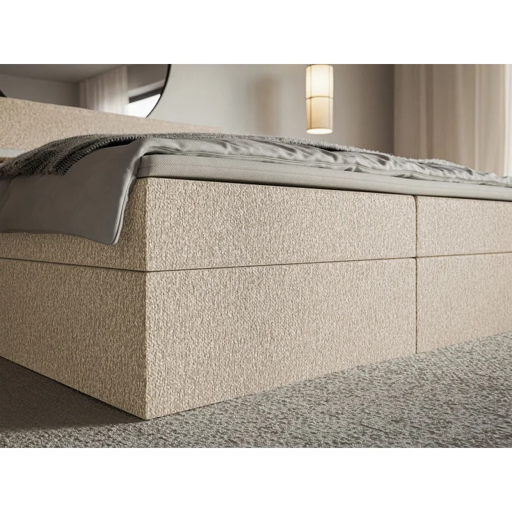 Selsey 'Softie' Boxspringbett 180x200 cm mit Topper und Stauraum, Chenille, Hellbeige – Bild 7