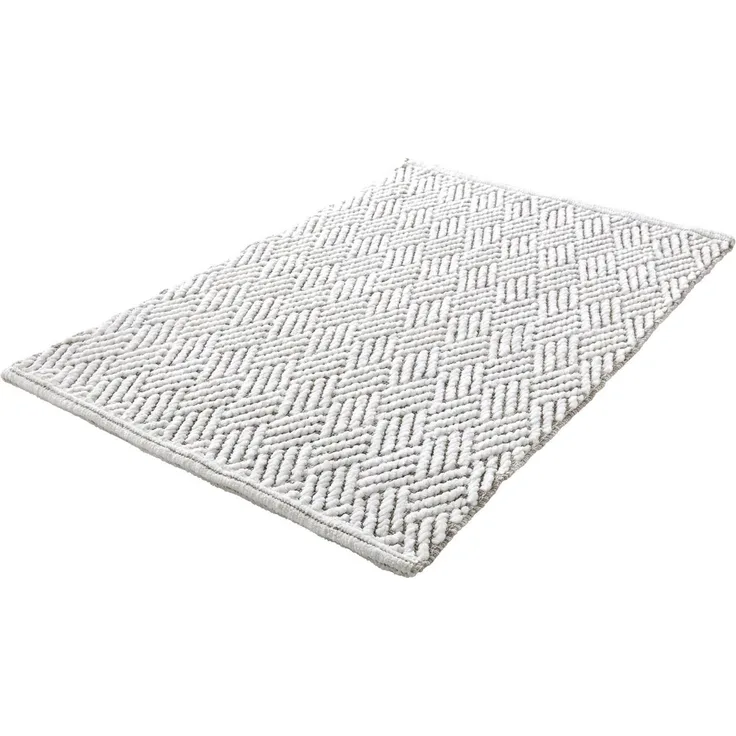 Kleine Wolke Badematte Switch, Höhe 5 mm, beidseitig nutzbar, fußbodenheizungsgeeignet, Baumwolle, Polyester, rechteckig, Badteppich, handgefertigt, Wendedesign, geometrisches Muster
