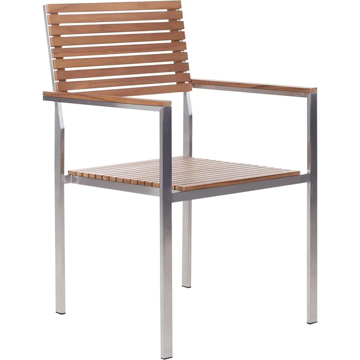 Beliani 'VIAREGGIO' Gartenstuhl 6er Set, Teakholz Braun – Bild 4