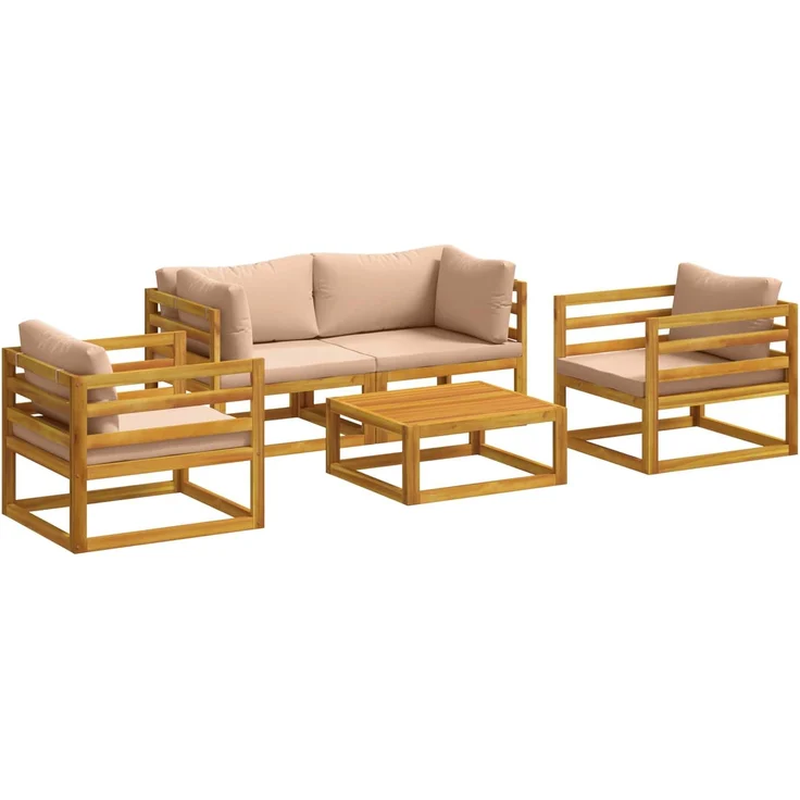vidaXL 5-teiliges Garten-Lounge-Set Modular Natur Massivholz Akazie 3417285 – Bild 2