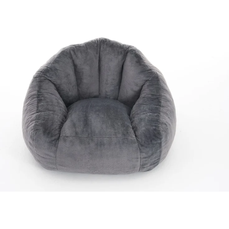 Sitzsack in Grau 111cm×123cm×75cm mit Kunstfell-Bezug – gepolsterter Loungesessel für Wohnzimmer und Schlafzimmer – Bild 7