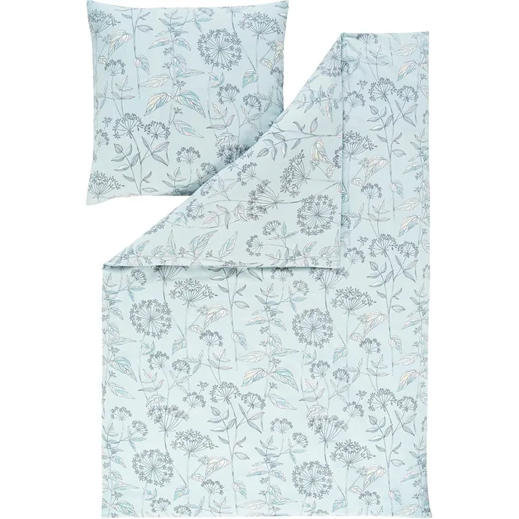 Estella Samt + Seide Flanell Bettwäsche 135x200 Pintura mint Gräser 5434-52