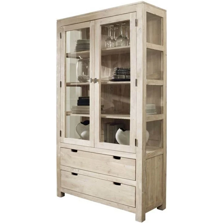 Vitrine Akazie 110x45x200 white stone getüncht NATURE WHITE #65 – Bild 1