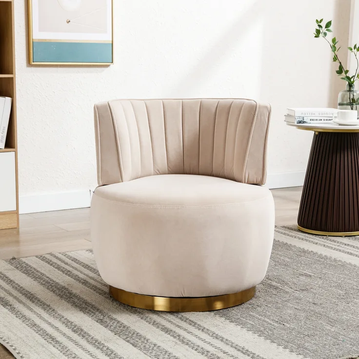 LVHOM Drehsessel 360° Moderner großer Drehstuhl, Dekostuhl - Samt/Teddystoff, Polstersessel, geeignet für Wohnzimmer, Schlafzimmer, Wartezimmer, Büro