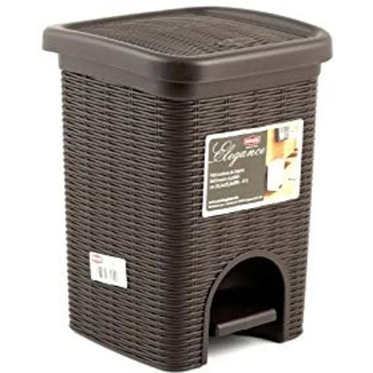 Stefanplast 30102 Abfalleimer, In Rattanoptik aus Kunststoff, 20,5 x 20,5 x 28 cm