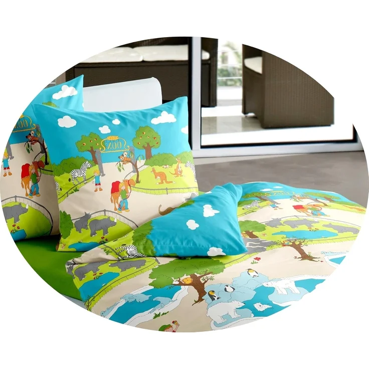 JACK Kinderbettwäsche JACK by Bierbaum Kinder Zoo Tierpark Biber Bettwäsche 2tlg. 135x200cm, Biber, 2 teilig, detailreiches Motiv, kuschlige Kinderbettwäsche, Reißverschluss – Bild 3