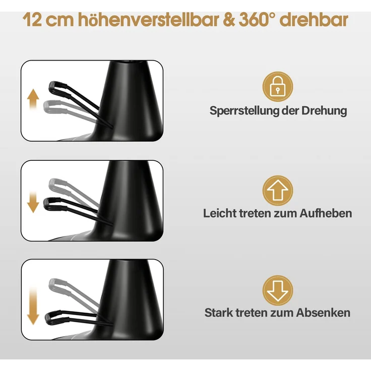 Barberpub Friseurstuhl mit Kopfstütze Kippbar, Friseureinrichtung mit Hydraulikpumpe 360° Drehbar, Höhenverstellbarer Bedienungsstuhl mit Vintage Stil, Barber Stuhl Kunstleder, 3813 – Bild 5