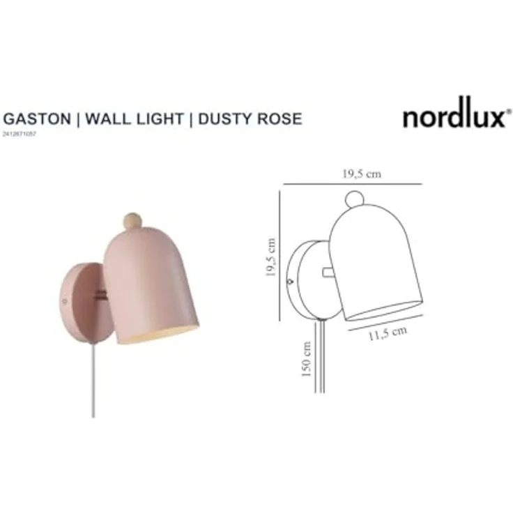 Nordlux 'Gaston' Wandleuchte, E27 IP20, Rosa, 195x195 mm – Bild 6