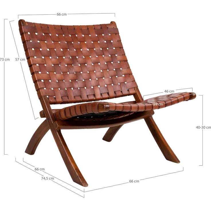 House Nordic Klappstuhl, Leder, braun, Beine aus Teakholz – Bild 5