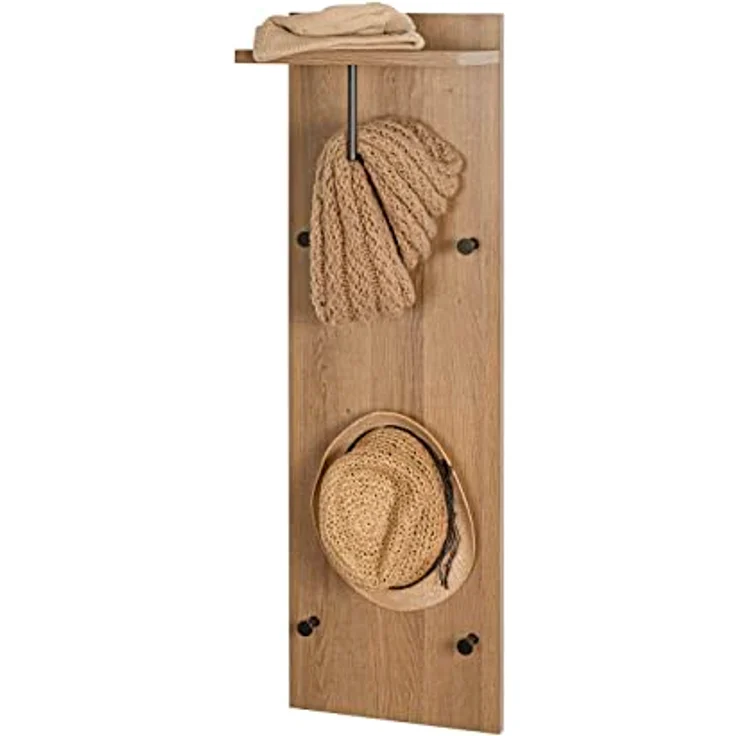 HAKU Möbel Wandgarderobe Eiche, schwarz, MDF, Metall - Maße: B 30 cm x H 100 cm x T 20 cm, Style: Modern – Bild 5