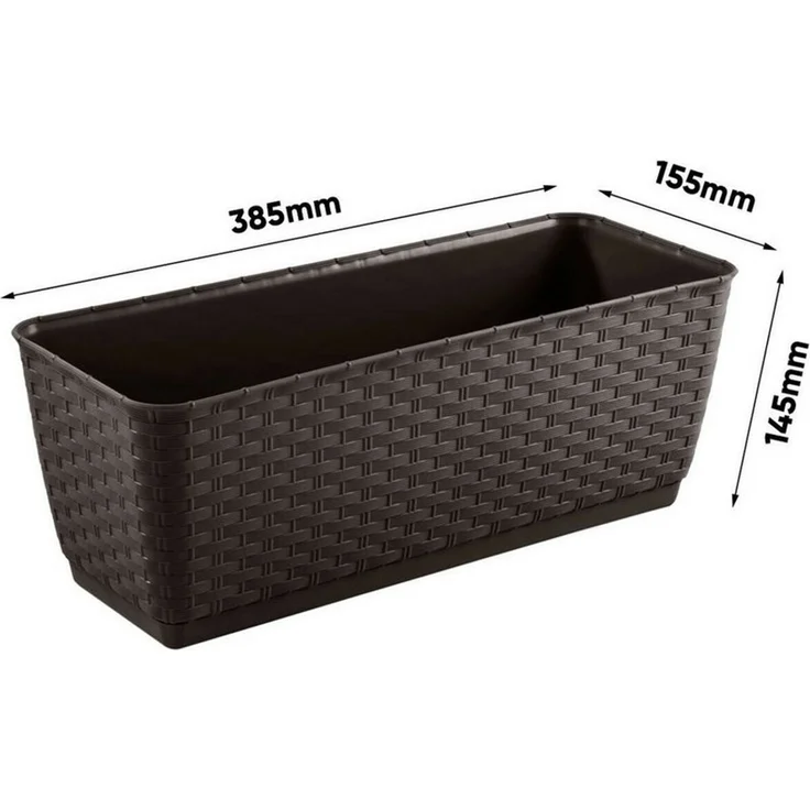 Prosperplast Pflanzkübel DRL400PW, Rechteckiger Blumentopf mit Haken Ratolla Anthrazit/Umbra/Weiß – Bild 2