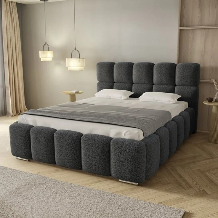 thematys Polsterbett mit Bettkasten & Lattenrost – Stauraumbett 200x200cm, Grafit – Bild 6