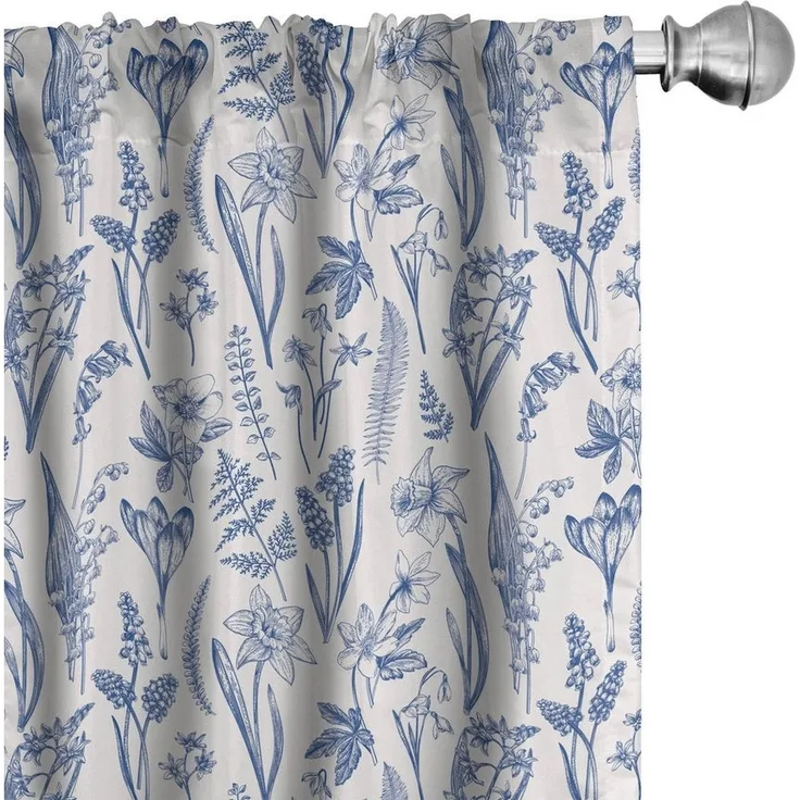 Abakuhaus Gardine Vorhang für Wohnzimmer Schlafzimmer Dekor, Microfaser, Blumen Vintage Blumen und Kräuter