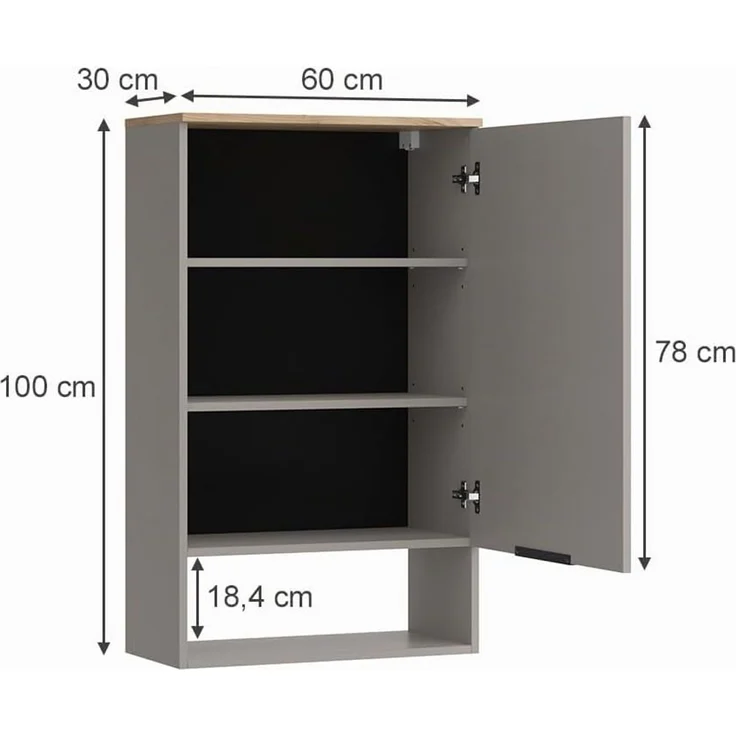 Hängeschrank Wido Greige 60 x 100 cm mit Tür Vicco – Bild 3
