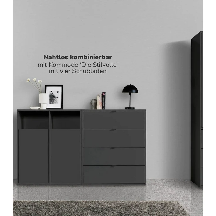 mokebo Wäscheschrank Der Wäschehüter (2-türig) Wäschekorb oder Wäschesammler mit Magnetverschluss in Schwarz – Bild 3