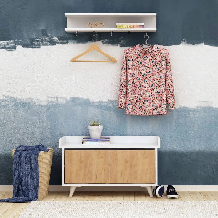 Skye Decor 'Stato' Garderobe, Eiche / Weiß, 90 x 60 x 35 cm