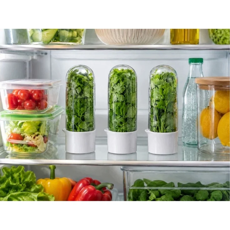 R2 Invest Frischhaltedose Kräuterbehälter für Kühlschrank 3er Set, (3-tlg) – Bild 2