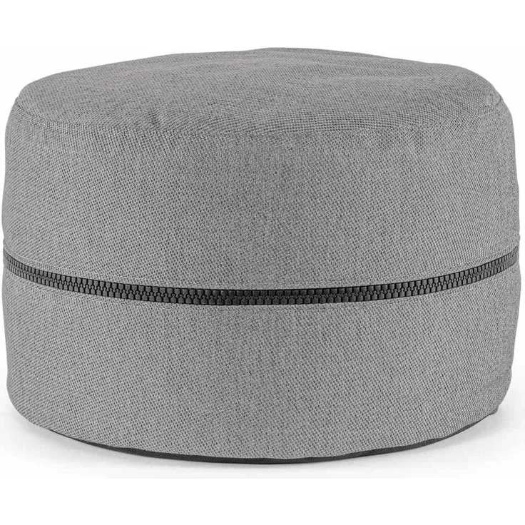 Gartenpouf Gulizar aus Olefin-Stoff, modern, rund, grau, wasserabweisend und UV-beständig