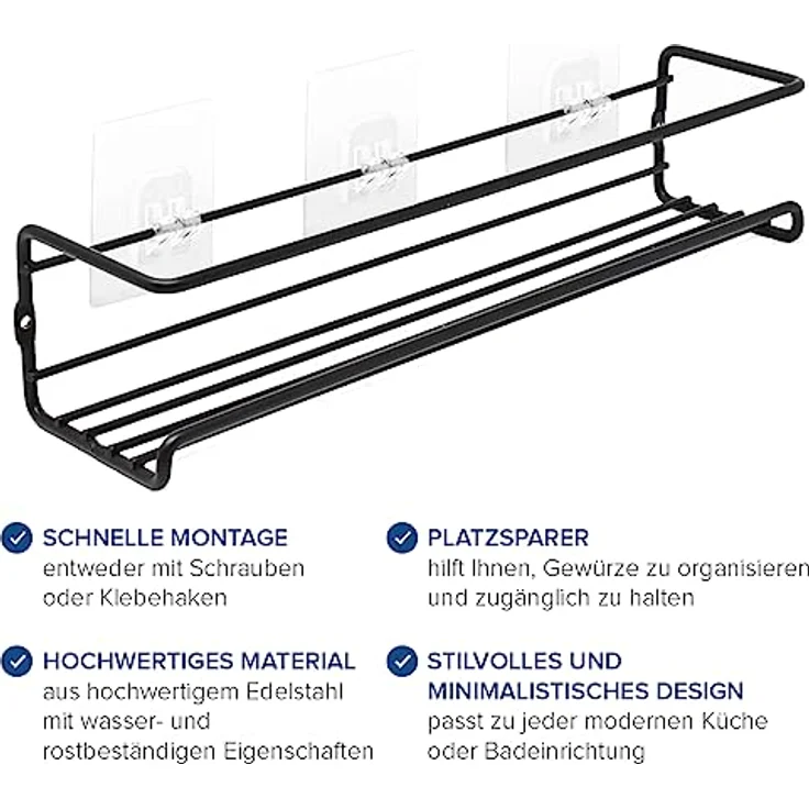 JOEJI’S KITCHEN GEWÜRZREGAL Rostfreier Stahl Schwarz 29,2 cm (H 6,3 x T 29,2 x B 5 cm) – Bild 4