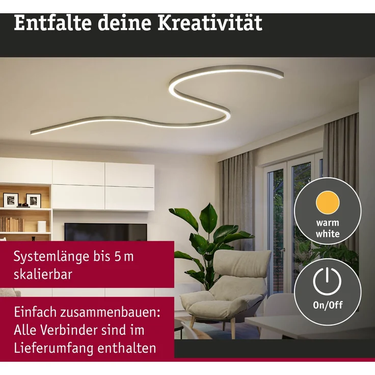 Paulmann Einspeisung für Lichtleiste Linion Power Channel 17 W Aluminium chrom-matt warmweiß – Bild 3