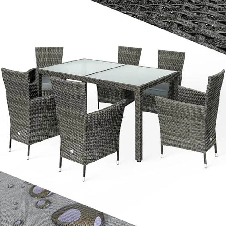 CASARIA® Gartenmöbel-Set, grau, mit Esstisch 150x90 cm – Bild 2