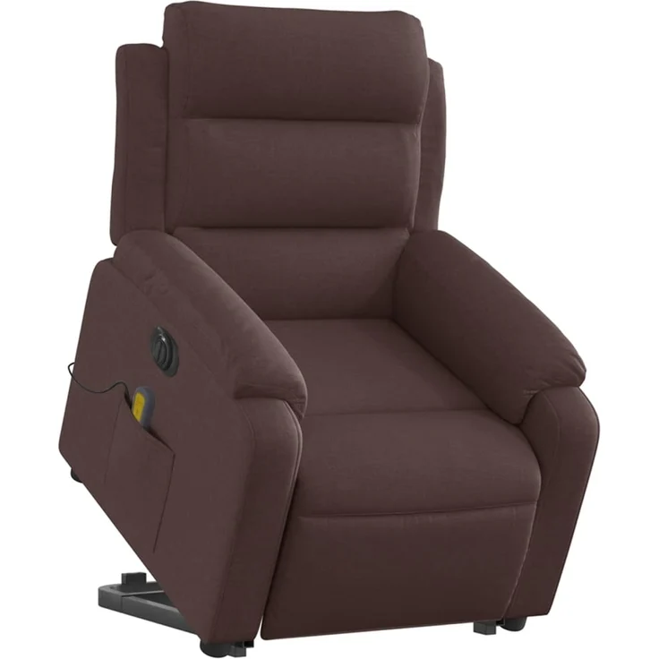 vidaXL Elektrischer Massagesessel mit Aufstehhilfe Dunkelbraun Stoff 3205021 – Bild 2