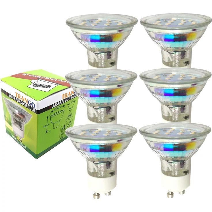 TRANGO LED Einbauleuchte, 6er Set 6729-068-5WAK Einbaustrahler in Rund Chrom inkl. 6x 5 Watt GU10 LED Leuchtmittel 3000K warmweiß & 6x GU10 Lampenfassung, Deckenspots, Einbauspots, Deckenleuchte – Bild 4