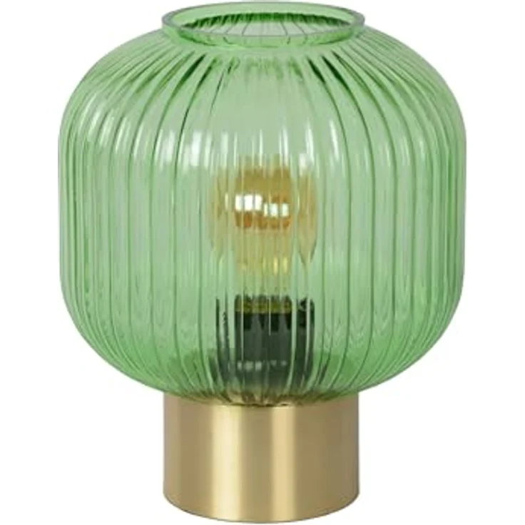 Lucide 45586/20/33, Nachttischlampe aus Glas und Stoff, Gold-matt und Grün, E27 Fassung, 40 W maximal, IP20 – Bild 2