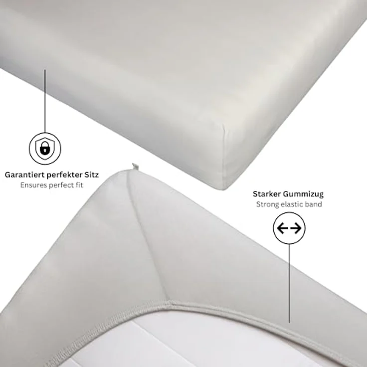 Esprit Spannbettlaken PREMIUM Spannbettlaken, 95% Baumwolle, 5% Elasthan, Gummizug: rundum, (2 Stück), 100 x 200 cm - 2er Set in Grau – Bild 8
