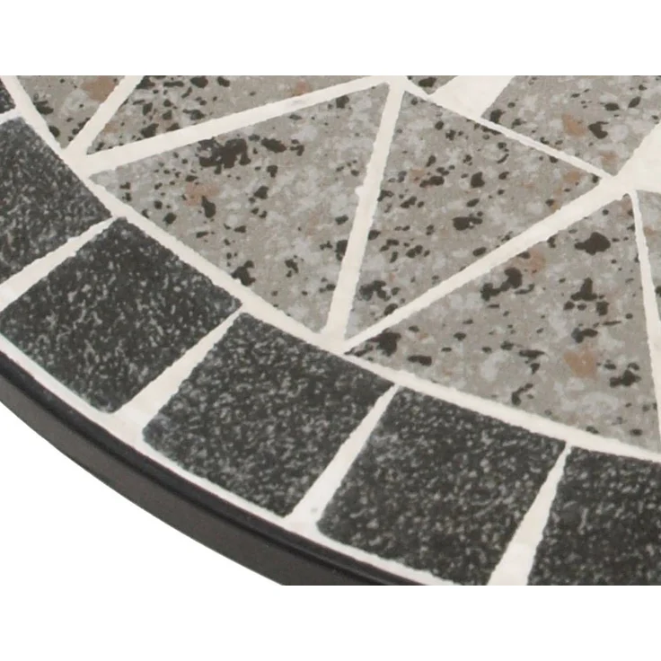DEGAMO Bistrotisch SIENA (1-St), 60cm rund, Gestell Eisen schwarz, Tischplatte Mosaik grau/weiss – Bild 2