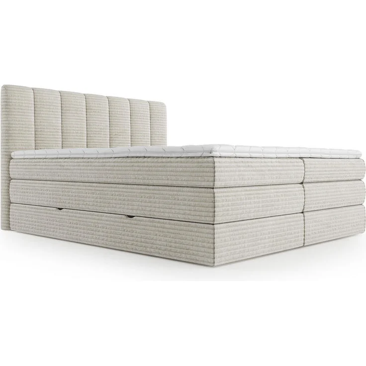 XXXLutz Boxspringbett Traum, Beige, 180x200 cm, mit Bettkästen und Kaltschaum-Topper für optimalen Schlafkomfort