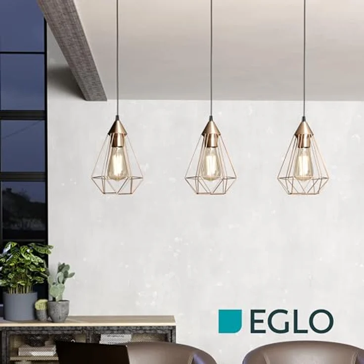 Eglo 'Tarbes' Balken-Hängeleuchte, Stahl kupferfarben, dimmbar, E27, 3x40W – Bild 5