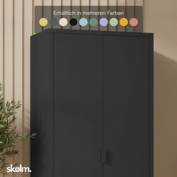 skølm 'Ituri' Kleiderschrank, Metall, 170x45x80 cm, schwarz, Garderobe mit 4 Fächern und 2 Kleiderstangen – Bild 8