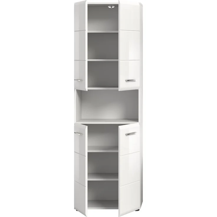 Hochschrank Ice - Weiß / Weiß Hochglanz – Bild 3